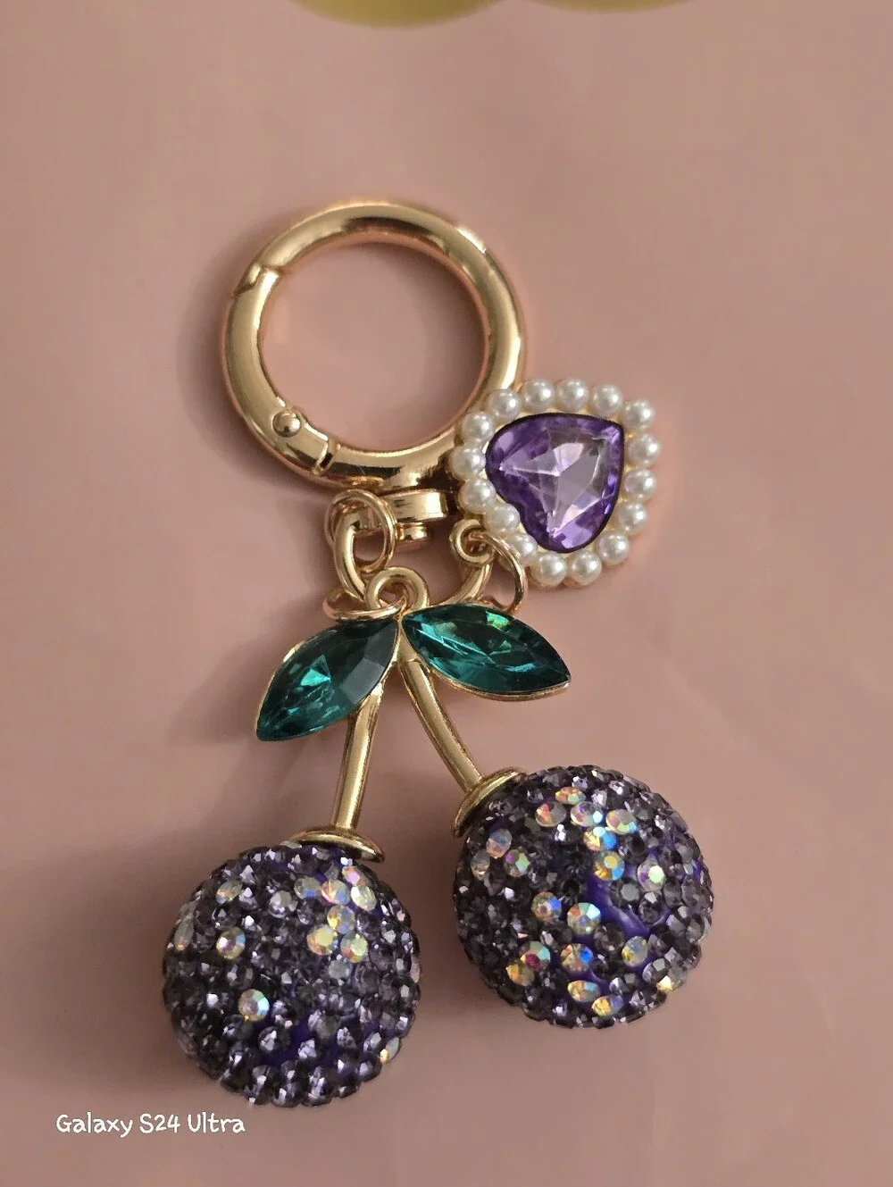 Cherry Heart Bag Charm/ Keychain NEW
